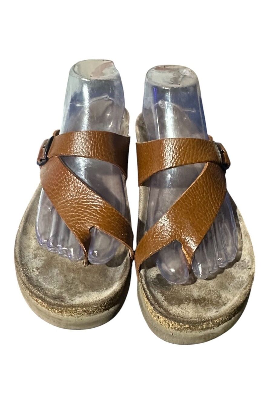 Mephisto Helen Brown Leather Thong Slip On Sandal Women's US 9.5 EU 40 Mens 7